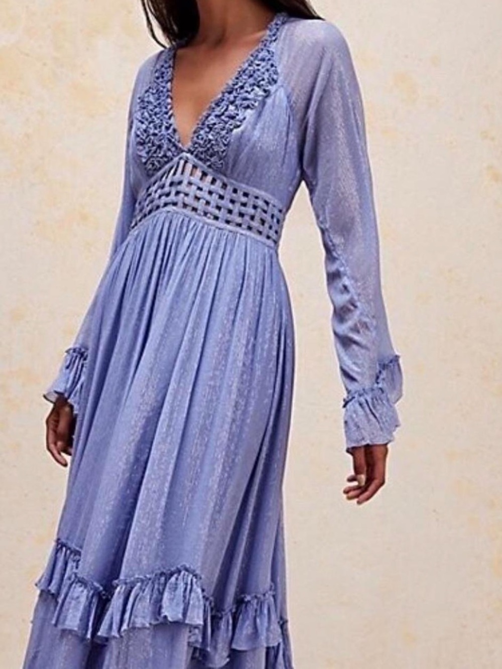 Free People Lavender Periwinkle Seraphina Long Sleeve Maxi Dress